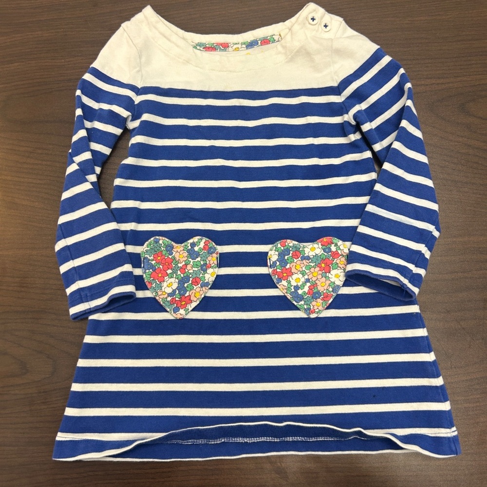 Mini Boden Girls Striped Flower Pocket Dress